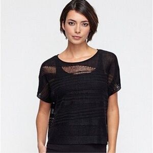 Eileen Fisher 100% Organic Linen Black Boxy Top Size Small